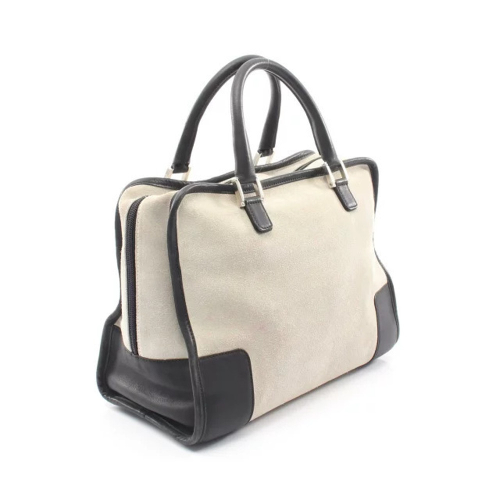 Loewe Handbag Leather Gray Black Suede Amazona Gray Black